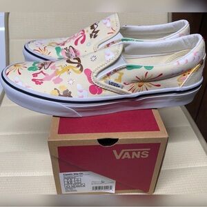 Vans Cream Slip-On Sneakers with Classic Silhouette